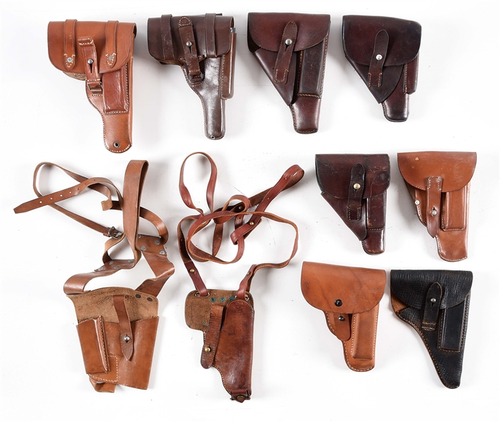 LOT OF 10: GERMAN WWII 7.65MM PISTOL HOLSTERS.