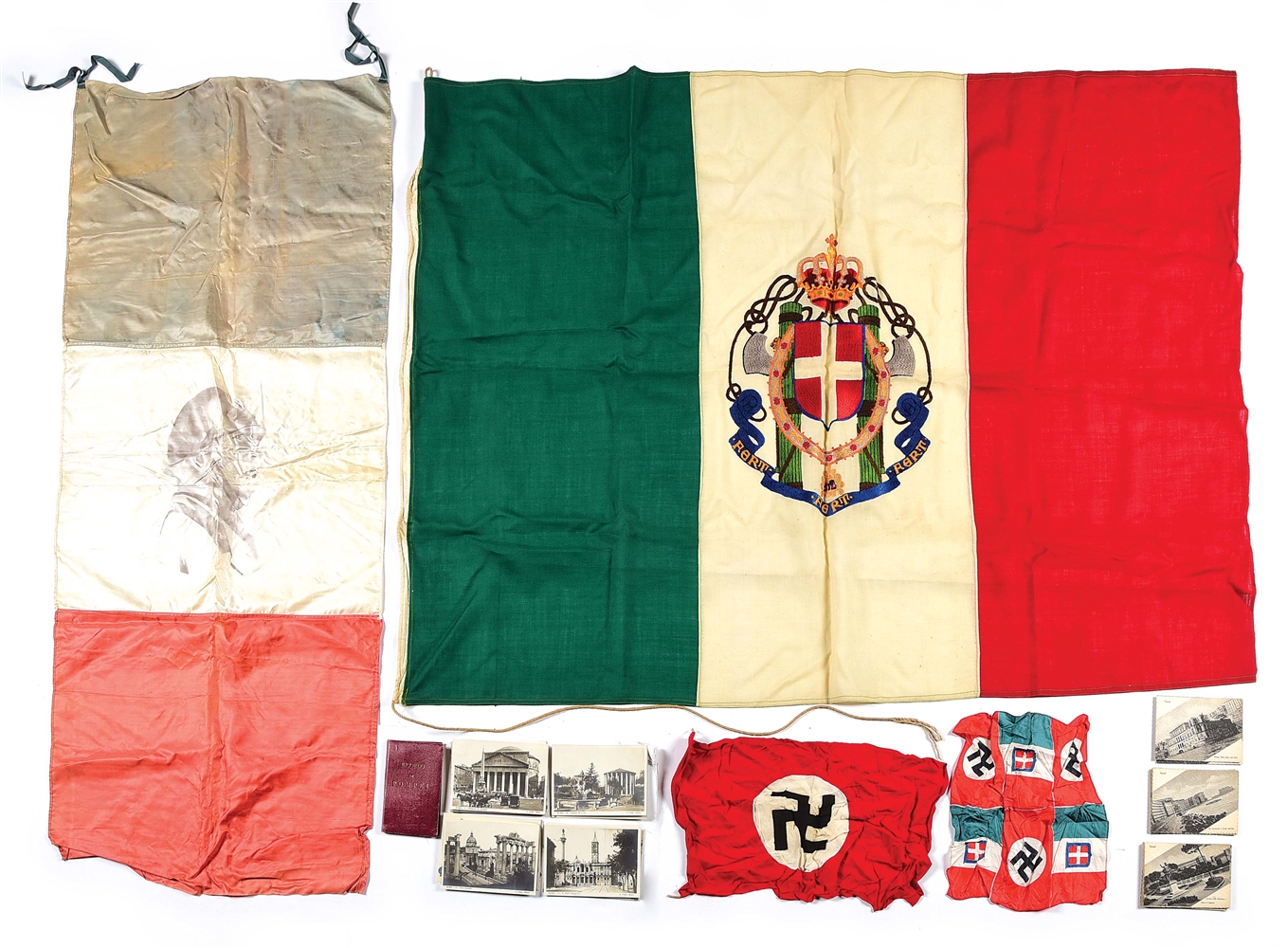 Lot Detail - LOT OF GERMAN AND ITALIAN FASCIST FLAGS, POST CARDS, AND ...