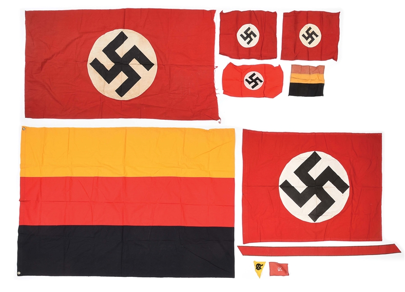 LOT OF 10: WEIMAR REPUBLIC, THIRD REICH, AND SOVIET FLAGS.
