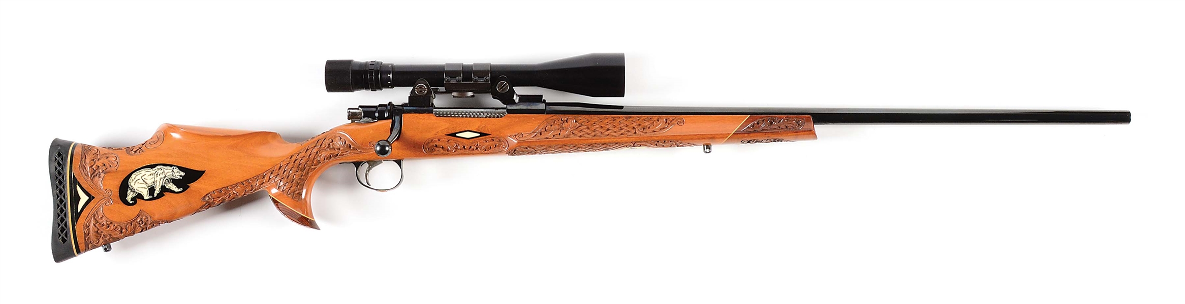 (C) WINSLOW ARMS CO. ROYAL GRADE .300 WEATHERBY MAGNUM BOLT ACTION RIFLE ITH BALVAR 8A SCOPE.