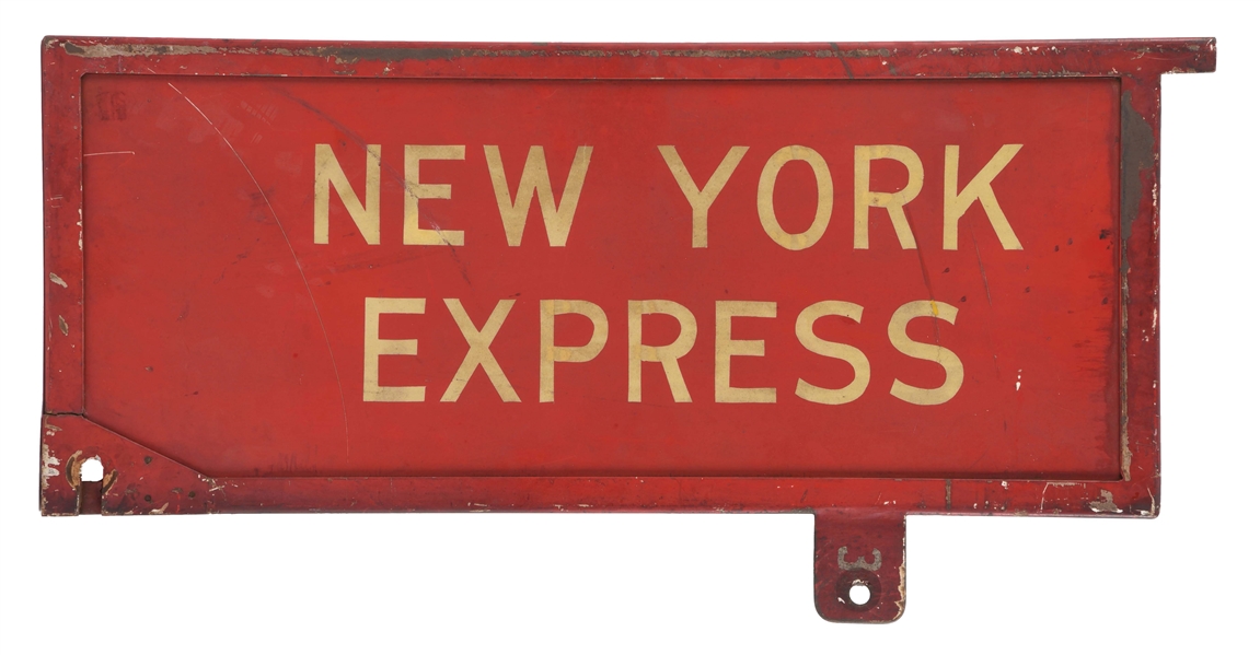 NEW YORK EXPRESS TIN RAILROAD GATE SIGN. 