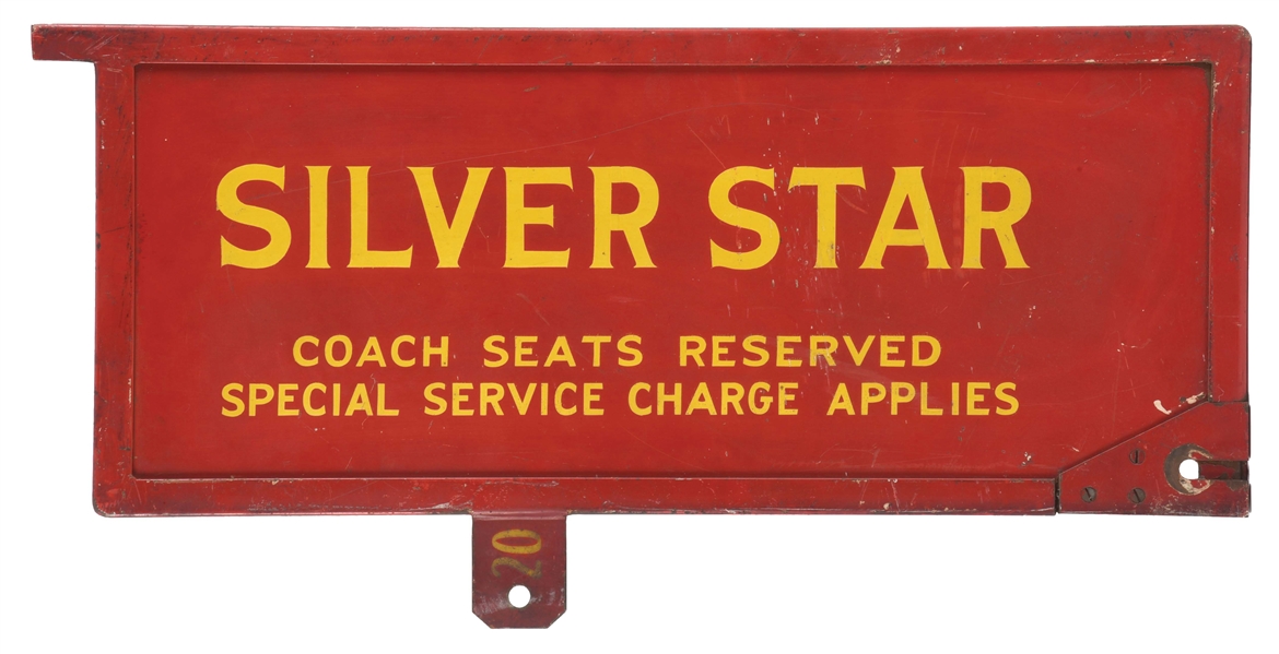 DOUBLE SIDED PAINTED METAL SILVER STAR RAILWAY GATE SIGN. 