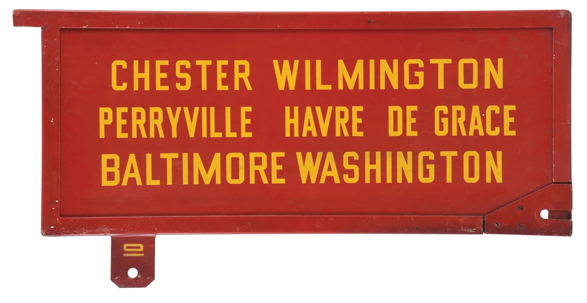 CHESTER, WILMINGTON, BALTIMORE & WASHINGTON METAL RAILWAY GATE SIGN. 