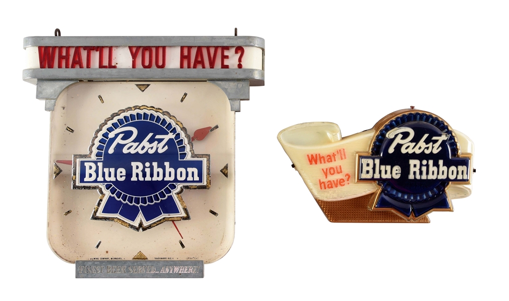 LOT OF 2: PABST BLUE RIBBON LIGHT-UP SIGNS.