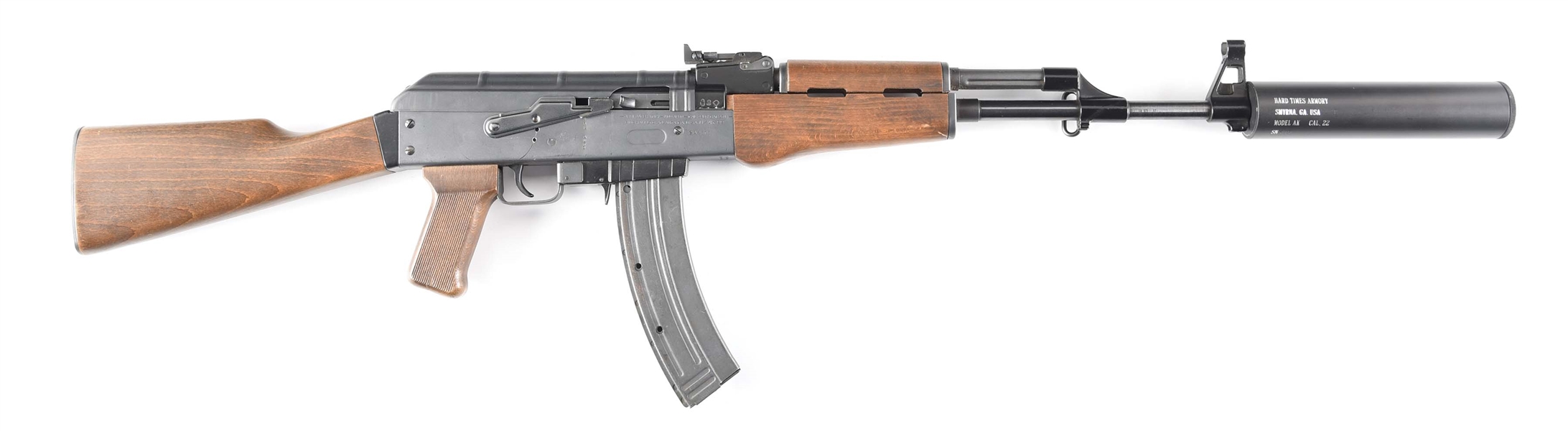 (N) ARMI JAGER AK.22 MACHINE GUN CONVERTED BY HARD TIMES ARMORY WITH HTA AK .22 LR SILENCER (FULLY TRANSFERABLE).