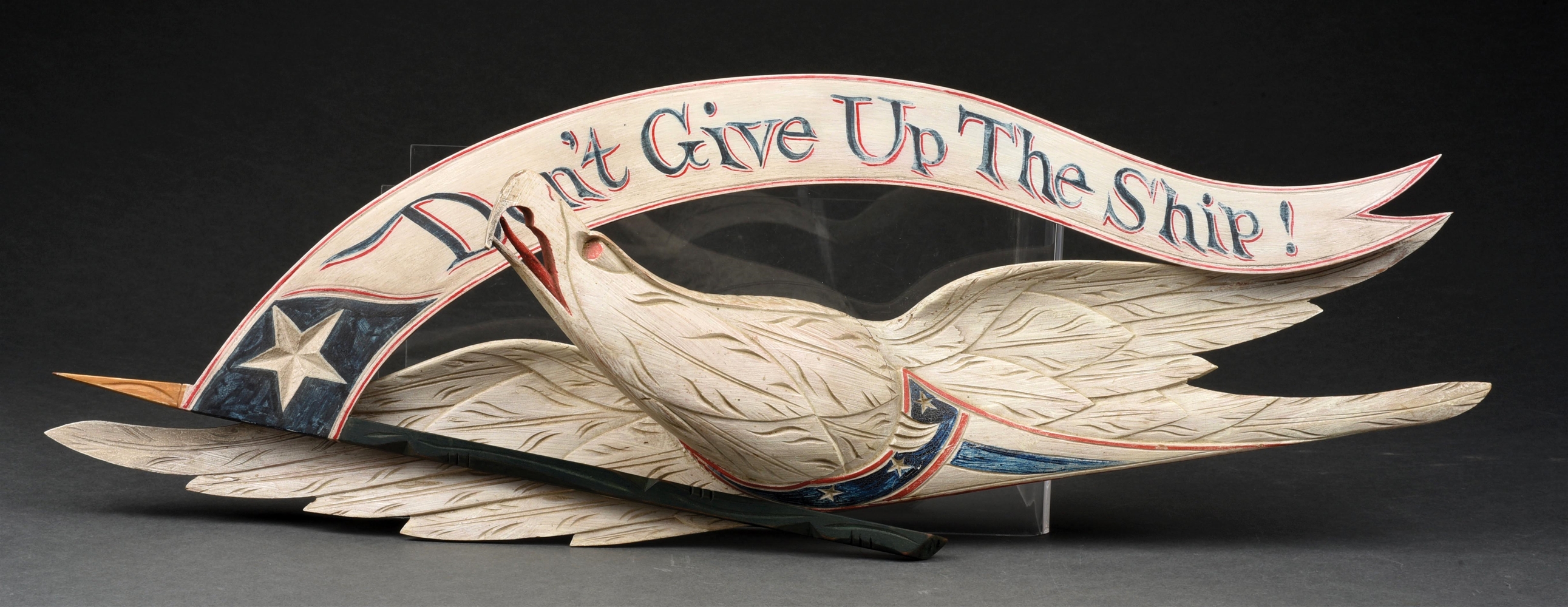 JOHN HALEY BELLAMY CARVED EAGLE "DONT GIVE UP THE SHIP"