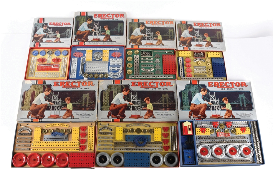 LOT OF 7: EARLY PRE-WAR ERECTOR SETS.