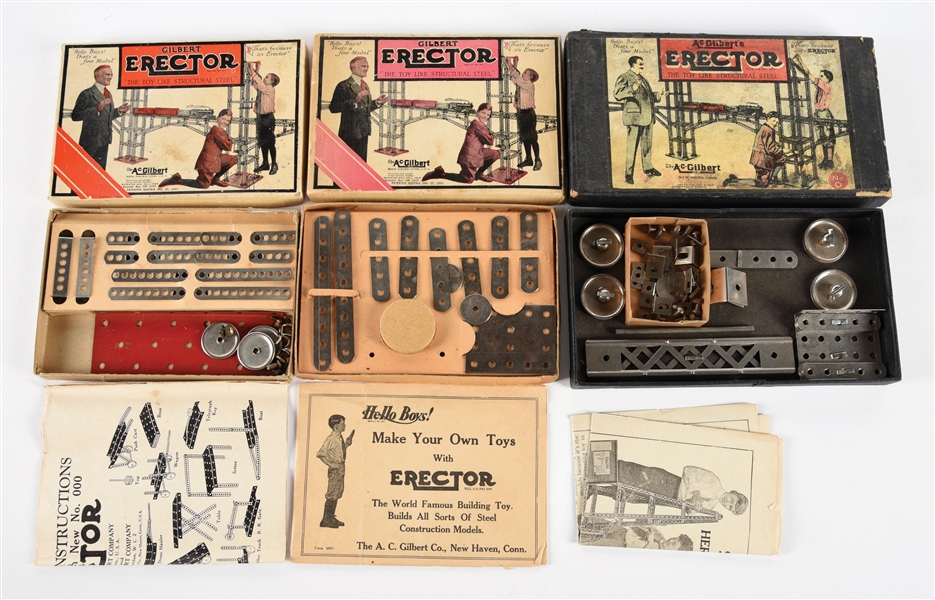 LOT OF 3: VERY EARLY PRE-WAR ERECTOR SETS C. 1920S.