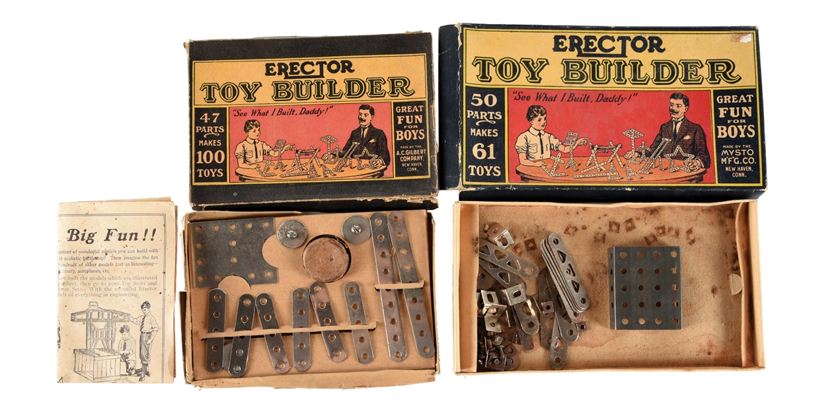 LOT OF 2: EARLY PRE-WAR ERECTOR TOY BUILDER SETS.