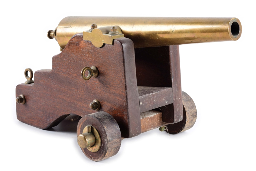 ANTIQUE BRASS SIGNAL CANNON BY STRONG OF BOSTON. 