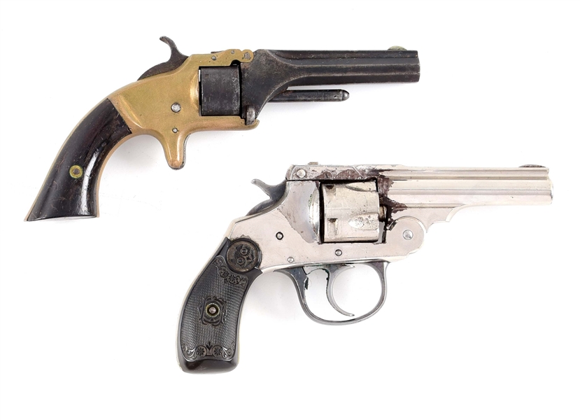 (A) LOT OF 2: SMITH & WESSON NO. 1 AND IVER JOHNSON REVOLVERS.