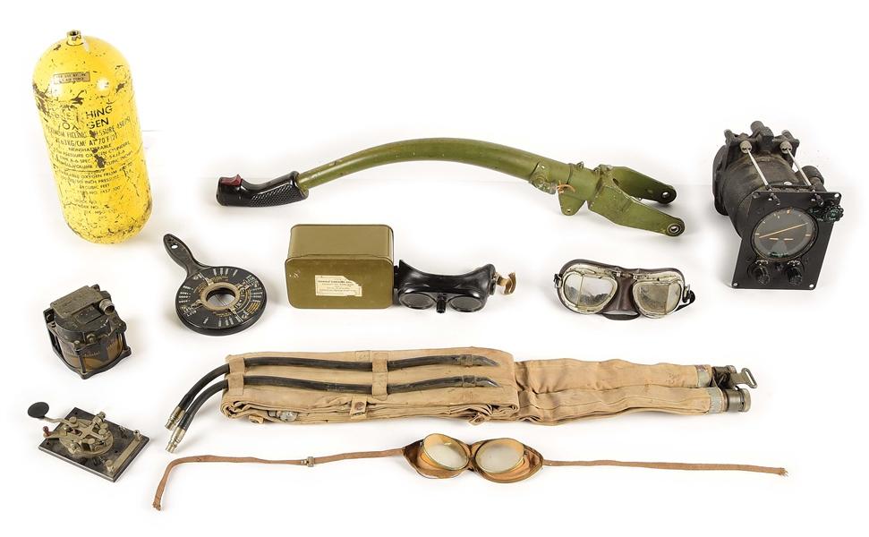 LOT OF 10: US WWII EQUIPMENT INCLUDING AVIATION RELATED INSTRUMENTS.