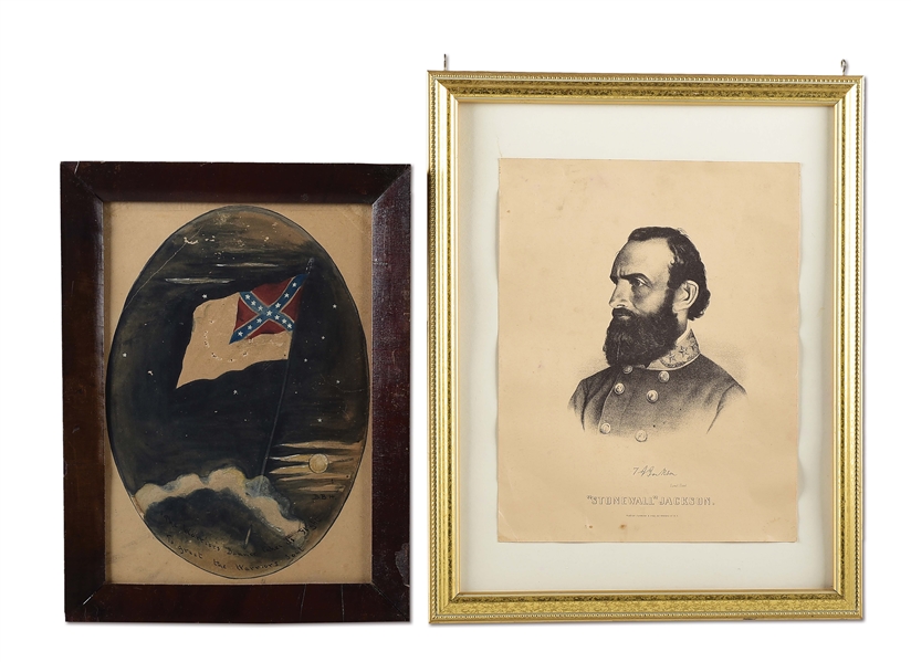 LOT OF 2 FRAMED CONFEDERATE ITEMS.