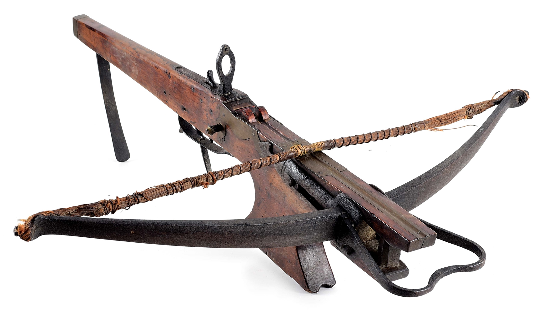 A LATE TARGET CROSSBOW, WITH INTERESTING PRIMITIVE STOCK.