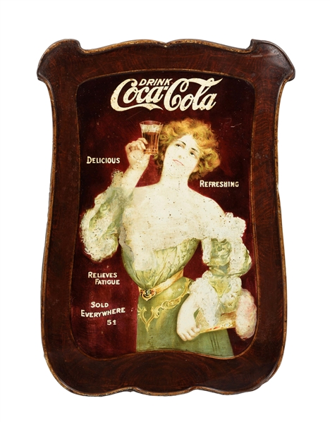 EMBOSSED TIN  COCA-COLA LITHOGRAPH.