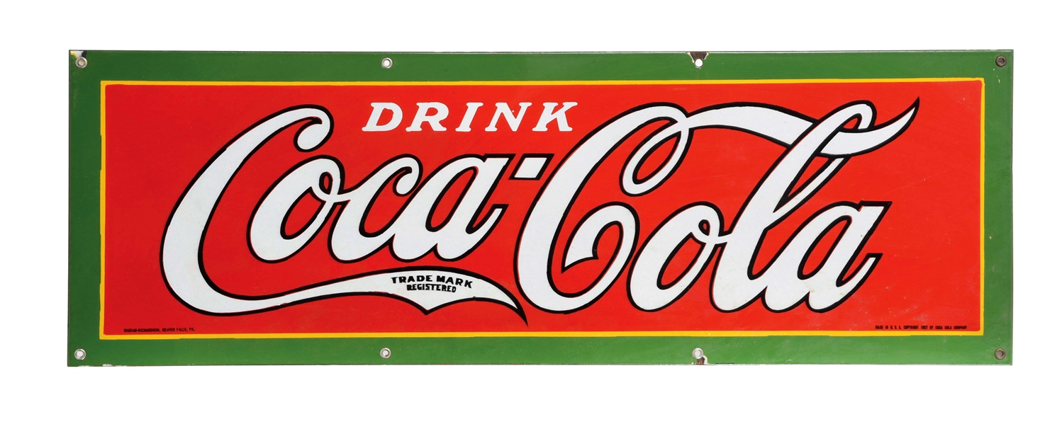 SINGLE-SIDED PORCELAIN "DRINK COCA-COLA" SIGN.
