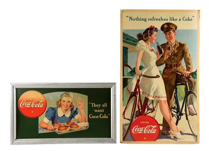 LOT OF 2: COCA-COLA CARDBOARD LITHOGRAPHS.