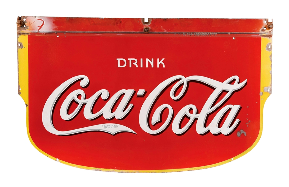 DOUBLE-SIDED PORCELAIN COCA-COLA HANGING SIGN.