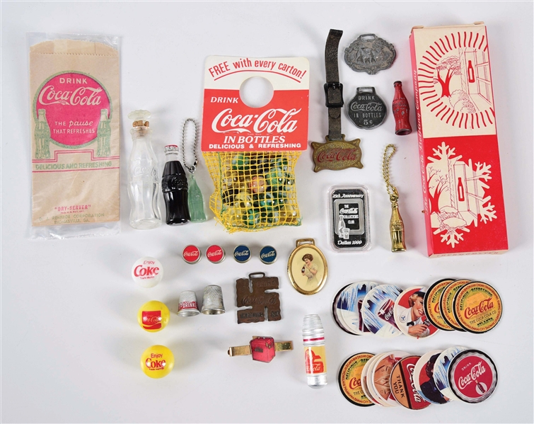 LOT OF COCA-COLA PROMOTIONAL ITEMS.