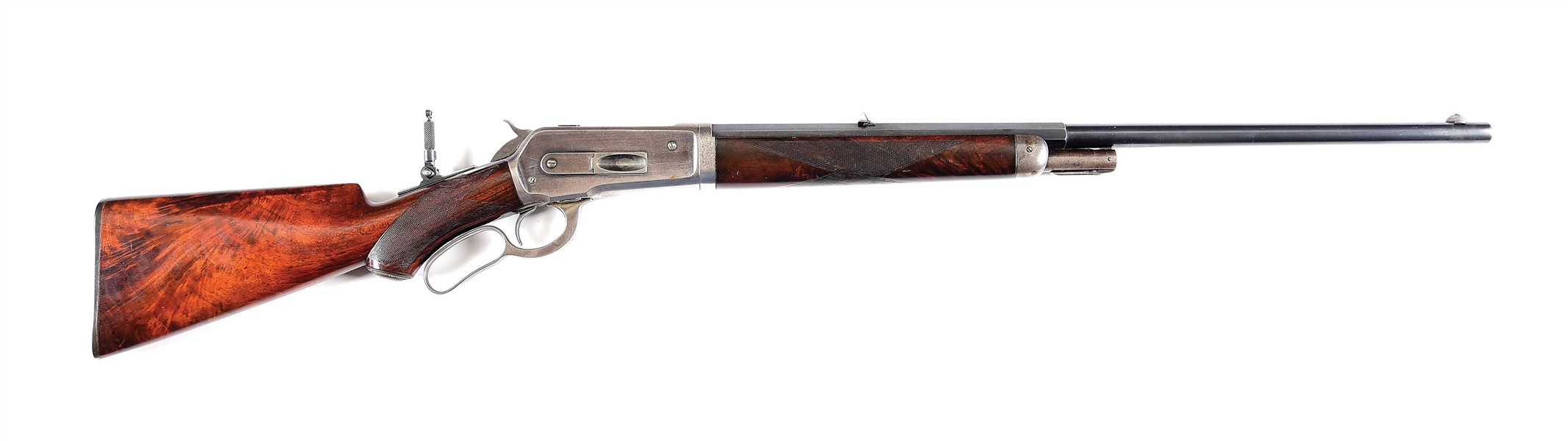 (A) WINCHESTER MODEL 1886 DELUXE SPECIAL ORDER LEVER ACTION RIFLE.