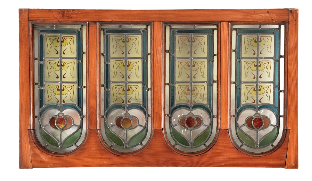 FLORAL DESIGN STAINED GLASS WINDOW.