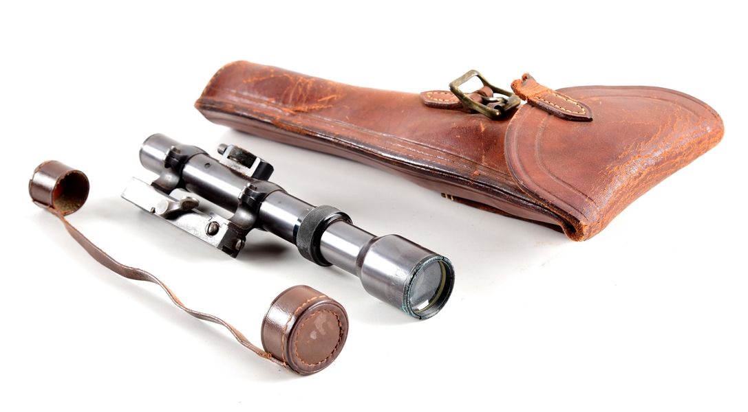 VINTAGE HENSOLDT SCOPE WITH LEATHER GRIFFIN & HOWE SCOPE CASE.