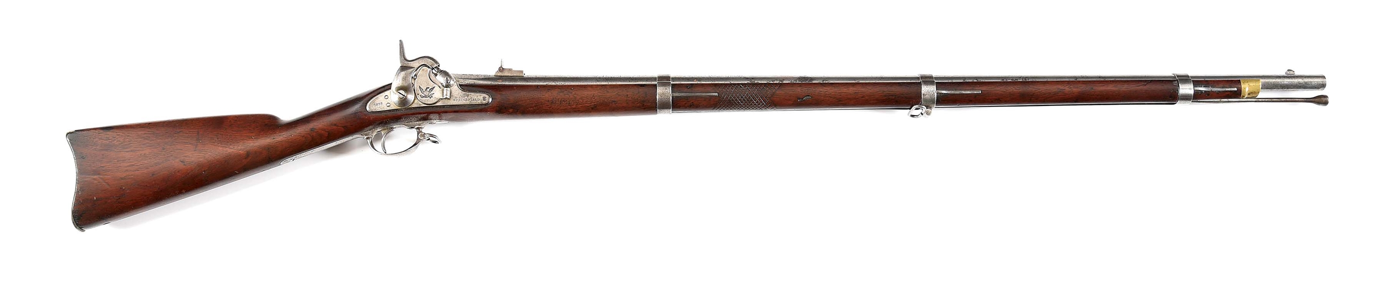 (A) US M1855 PERCUSSION RIFLE MUSKET BY SPRINGFIELD DATED 1858.