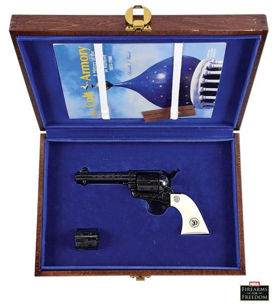 (M) FACTORY ENGRAVED COLT ARMORY EDITION SINGLE ACTION ARMY REVOLVER WITH PRESENTATION CASE.