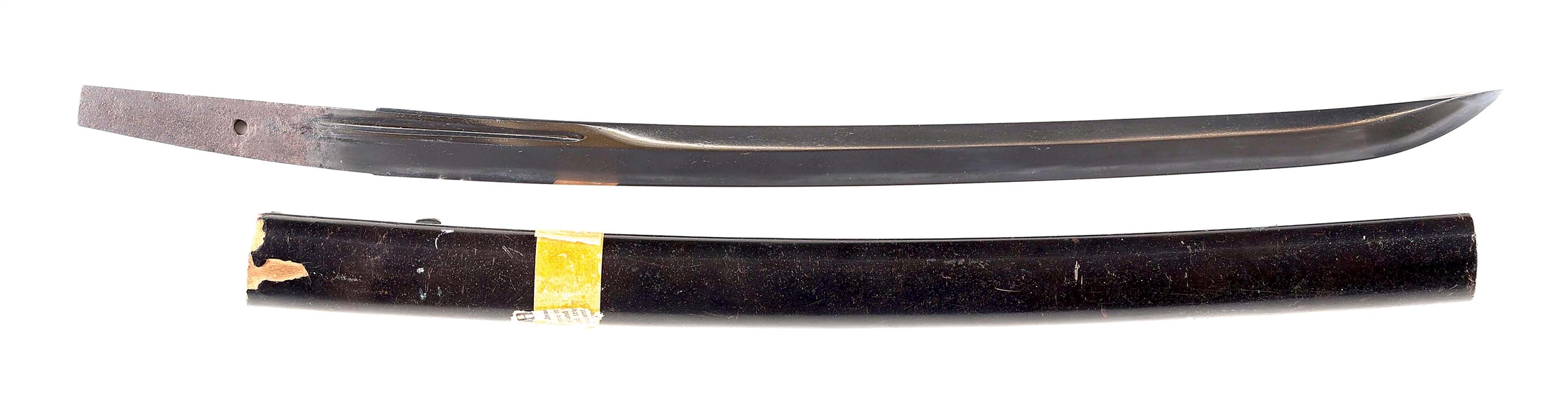 AN ATTRACTIVE JAPANESE WAKIZASHI, MADE FROM A REMOUNTED POLEARM BLADE.
