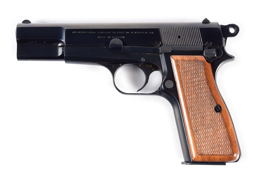(C) BROWNING HI POWER SEMI AUTOMATIC PISTOL WITH EXTRA MAGAZINE.