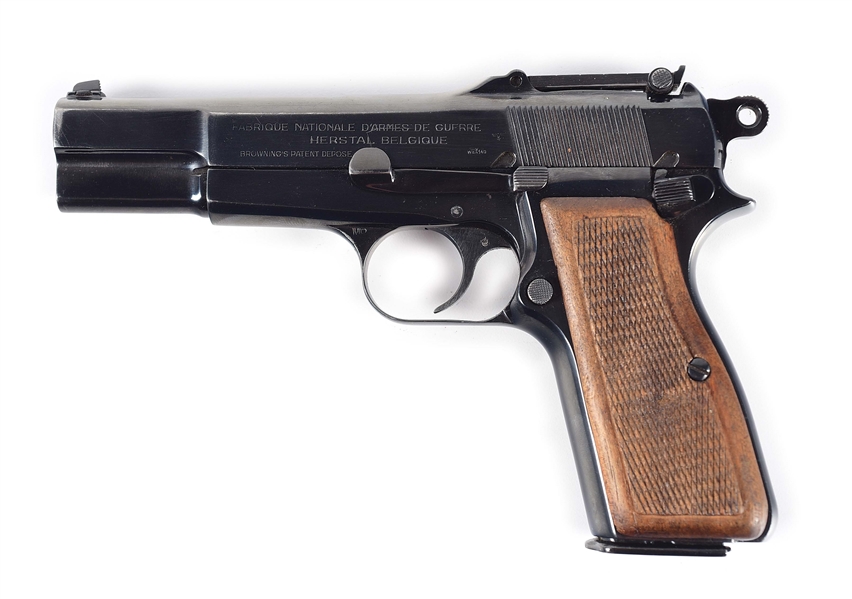 (C) GERMAN WORLD WAR II OCCUPATION FN BROWNING HIGH POWER SEMI-AUTOMATIC PISTOL WITH TANGENT SIGHT.