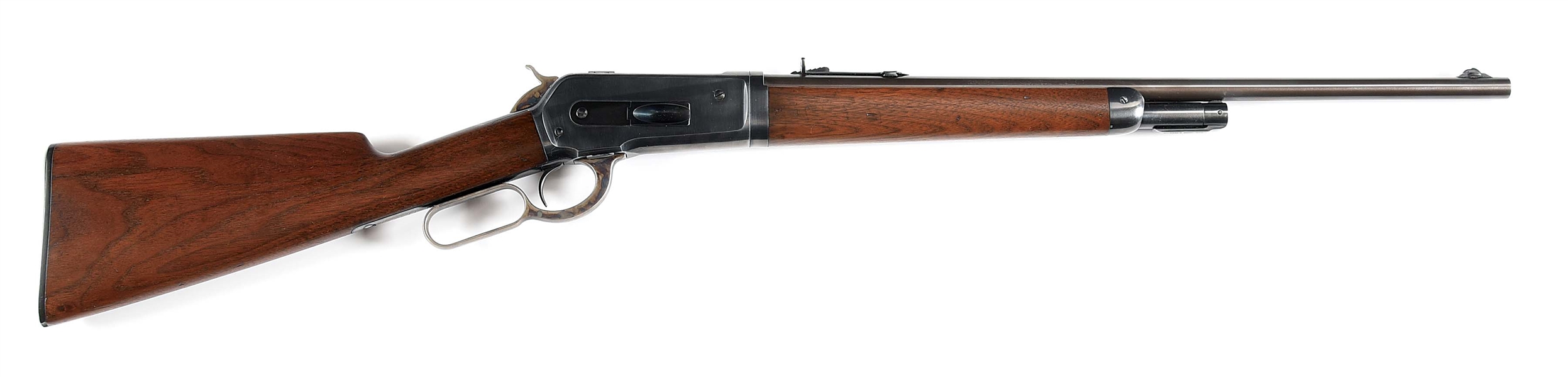(A) WINCHESTER MODEL 1886 LEVER ACTION RIFLE IN .45-70.