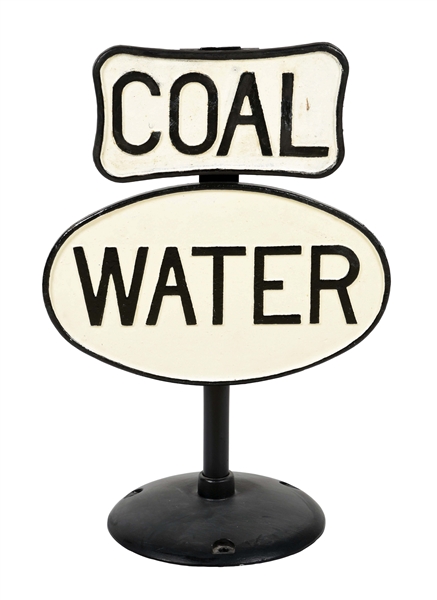 "COAL" & "WATER" CAST IRON RAILROAD SIGNS.