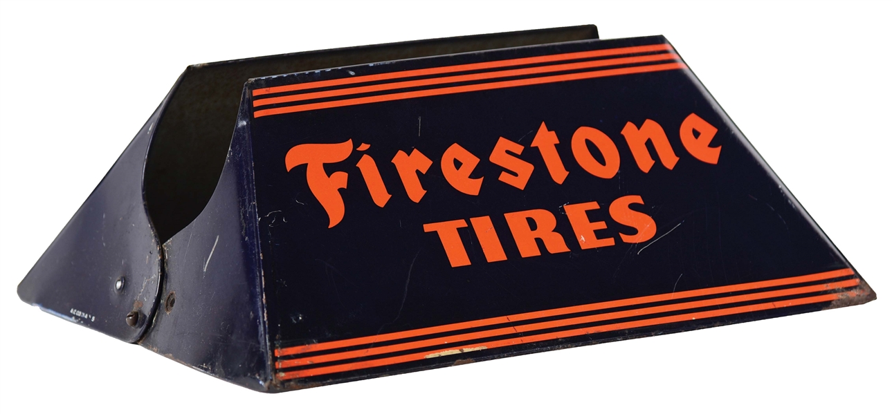 FIRESTONE TIRES TIN SERVICE STATION TIRE STAND.