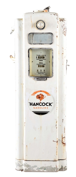 WAYNE MODEL #70 GAS PUMP W/ HANCOCK GASOLINE PUMP PLATES. 