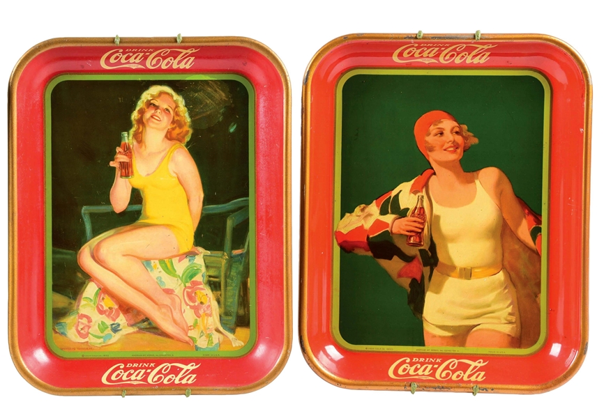 LOT OF 2: COCA-COLA TIN LITHOGRAPH TRAYS.