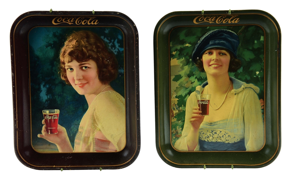 LOT OF 2: TIN LITHOGRAPH COCA-COLA TRAYS.