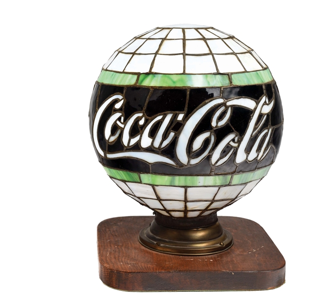 COCA-COLA STAINED GLASS LAMP SHADE.