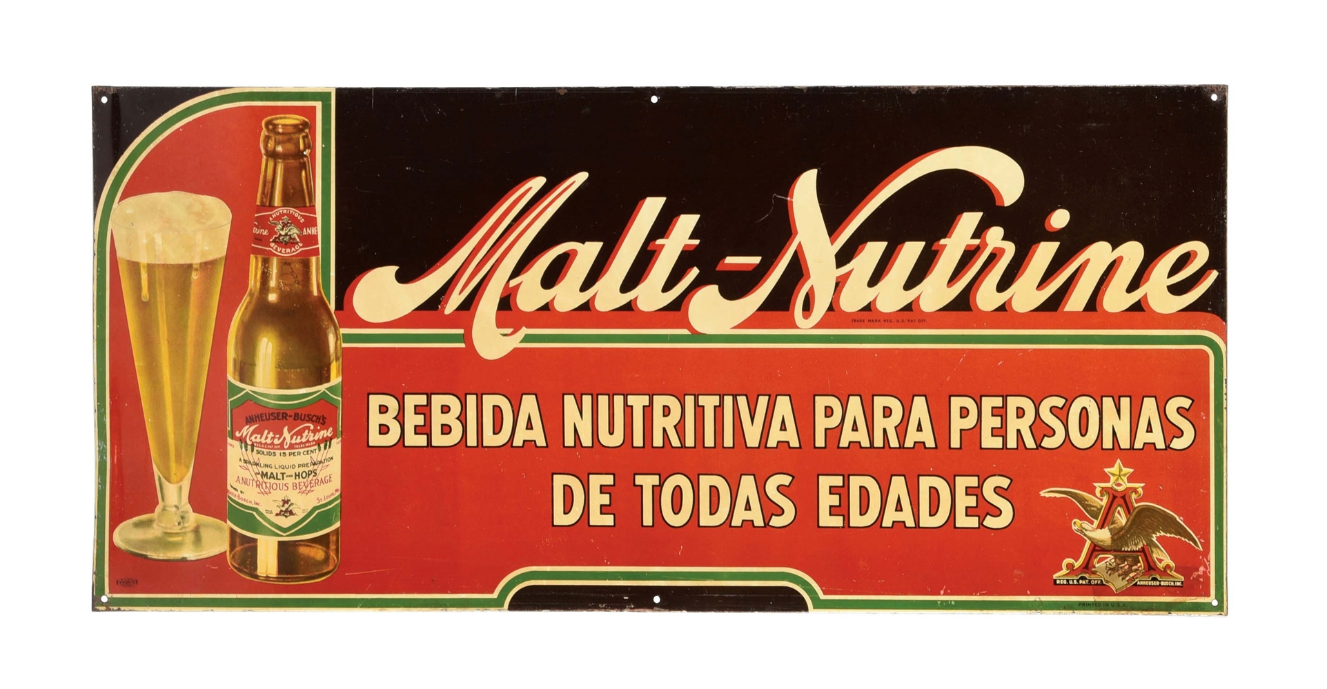  MALT-NUTRINE ANHEUSER-BUSCH SIGN.