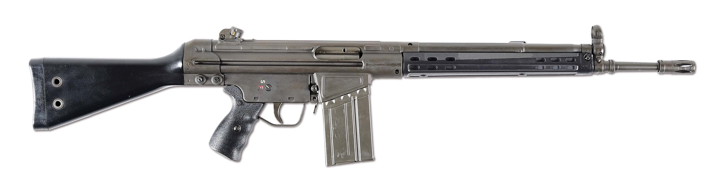 (C) SCARCE AND EARLY PRE-BAN HECKLER & KOCH / GOLDEN STATE ARMS SANTE FE DIVISION HK41 SEMI-AUTOMATIC RIFLE WITH ACCESSORIES.
