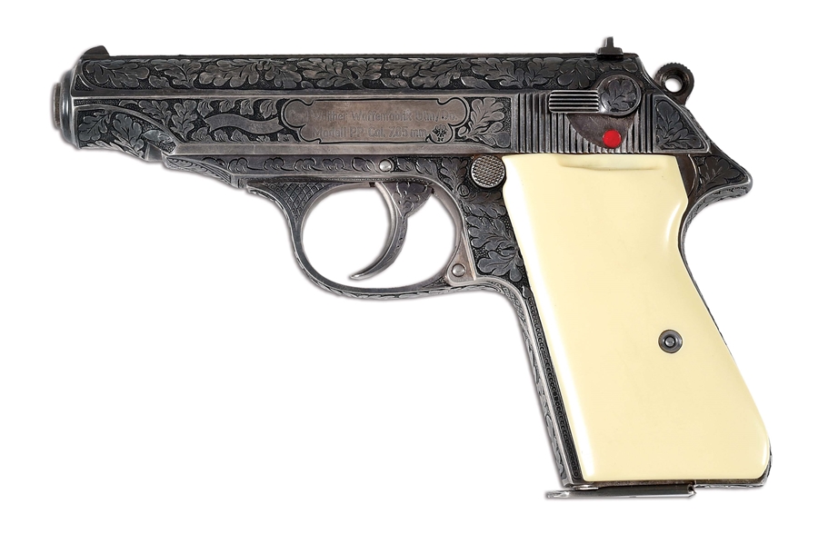 (C) SILVER PLATED AND ENGRAVED WALTHER PP SEMI-AUTOMATIC PISTOL (1961).