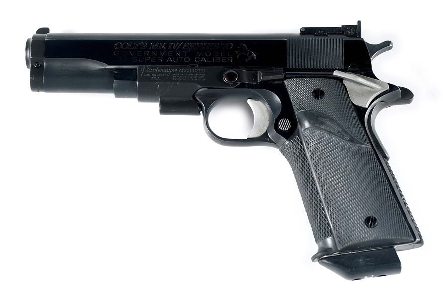(M) EXCEPTIONALLY RARE PACHMAYR SIGNATURE SERIES COLT MK IV SERIES 70 .38 SUPER SEMI-AUTOMATIC PISTOL WITH COLT BOX, PACHMAYR INVOICE; 1 OF LESS THAN 5 SPECULATED TO EXIST.