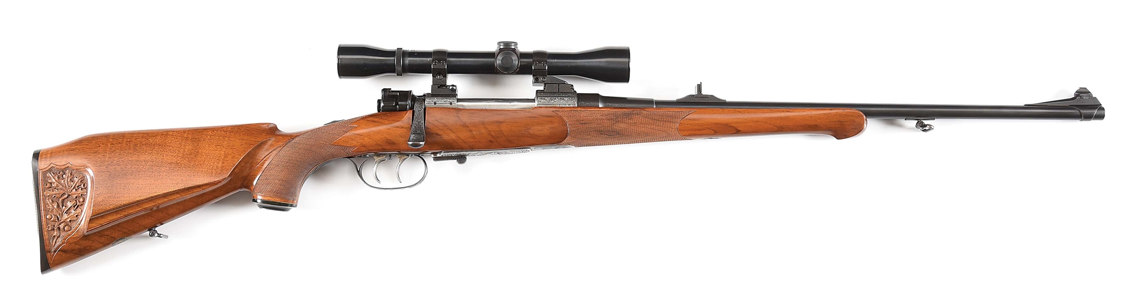 (M) ENGRAVED AUSTRIAN BOLT ACTION SPORTING RIFLE IN .270 WINCHESTER, BUILT ON A MAUSER 98 ACTION.