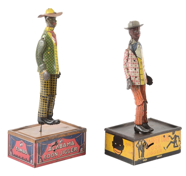 LOT OF 2: TIN LITHO AMERICAN MADE ROOF DANCING TOYS.