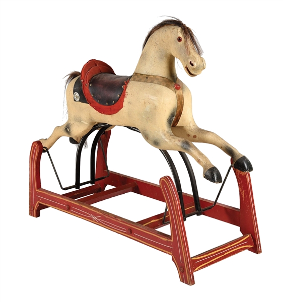 EARLY 1900S LARGE SCALE ROCKING HORSE. 