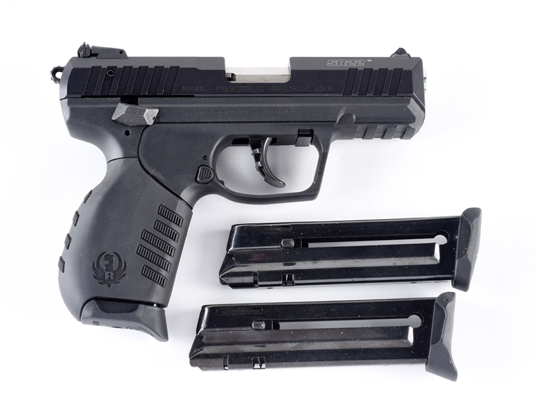 (M) RUGER SR22 SEMI-AUTOMATIC PISTOL WITH BOX & ACCESSORIES.
