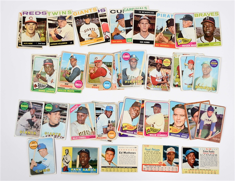 LOT OF APPROXIMATELY 40 TOPPS AND POST BASEBALL CARDS FROM THE 1960S.