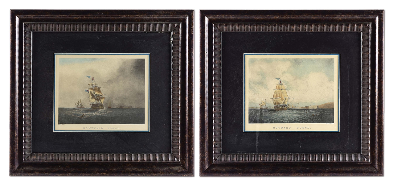 LOT OF 2: SAMUEL WALTERS OUTWARD BOUND AND HOMEWARD BOUND LITHOGRAPHS.