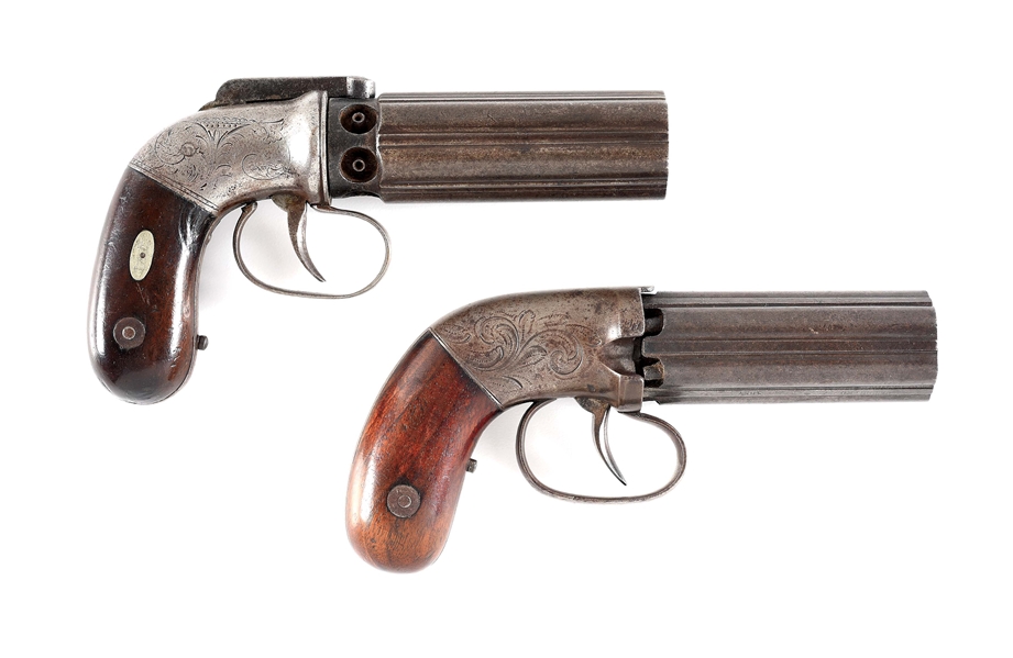 (A) LOT OF 2: ALLEN & THURBER PERCUSSION PEPPERBOX PISTOLS.