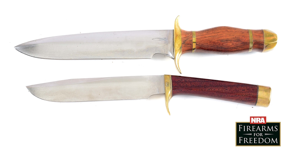 LOT OF 2: CUSTOM DROP POINT BOWIE KNIVES.